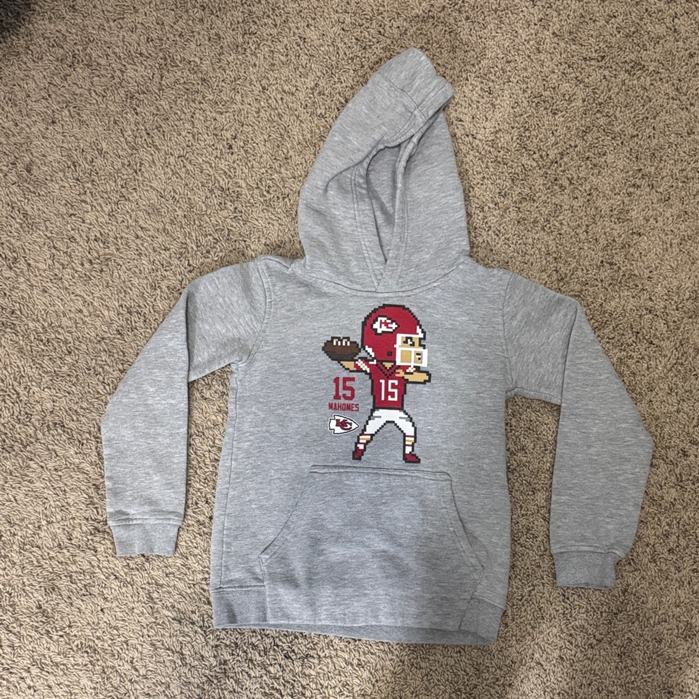 Gray Kids KC Chiefs Patrick Mahomes Hoodie